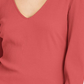 Blusa feminina INC de manga comprida com decote em V, coral, tamanho médio