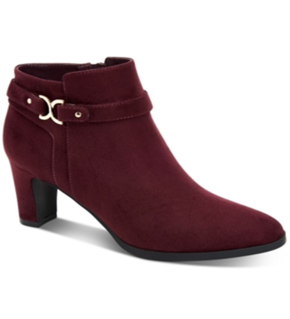Botas sociais femininas Charter Club Pixxy de camurça sintética, tamanho 6M, vinho