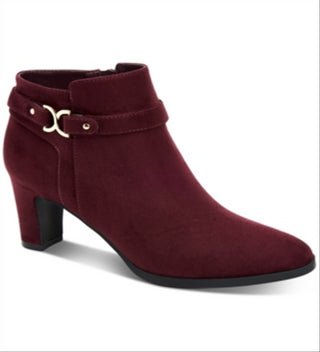 Botas sociais femininas Charter Club Pixxy de camurça sintética, tamanho 6M, vinho