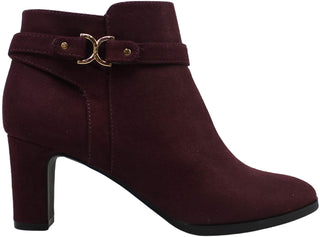 Botas sociais femininas Charter Club Pixxy de camurça sintética, tamanho 6M, vinho