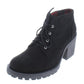 Botas de caminhada femininas American Rag pretas com plataforma 0,5 Reaghan, bico redondo, salto bloco e cadarço, 6,5 m