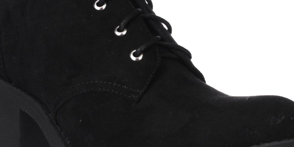 Botas de caminhada femininas American Rag pretas com plataforma 0,5 Reaghan, bico redondo, salto bloco e cadarço, 6,5 m