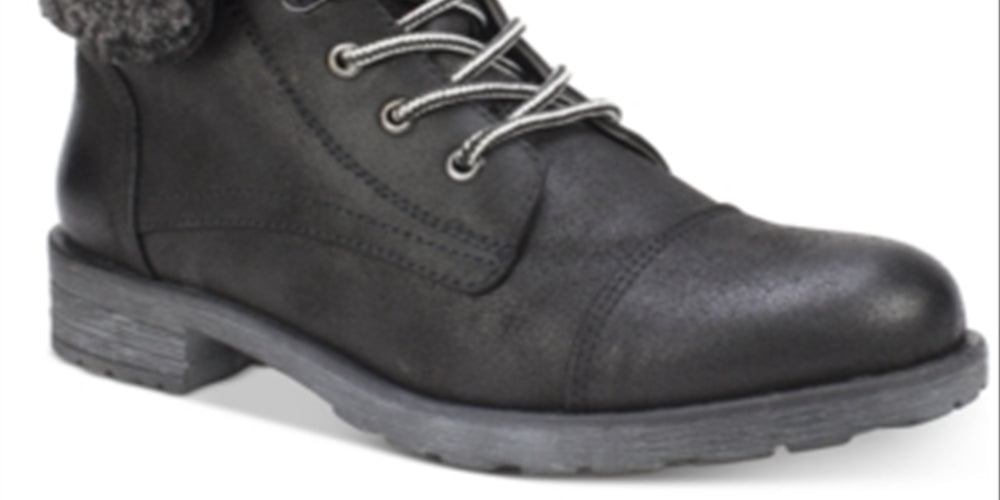 Botas de combate Sandro de couro sintético femininas da White Mountain, pretas, 6 m