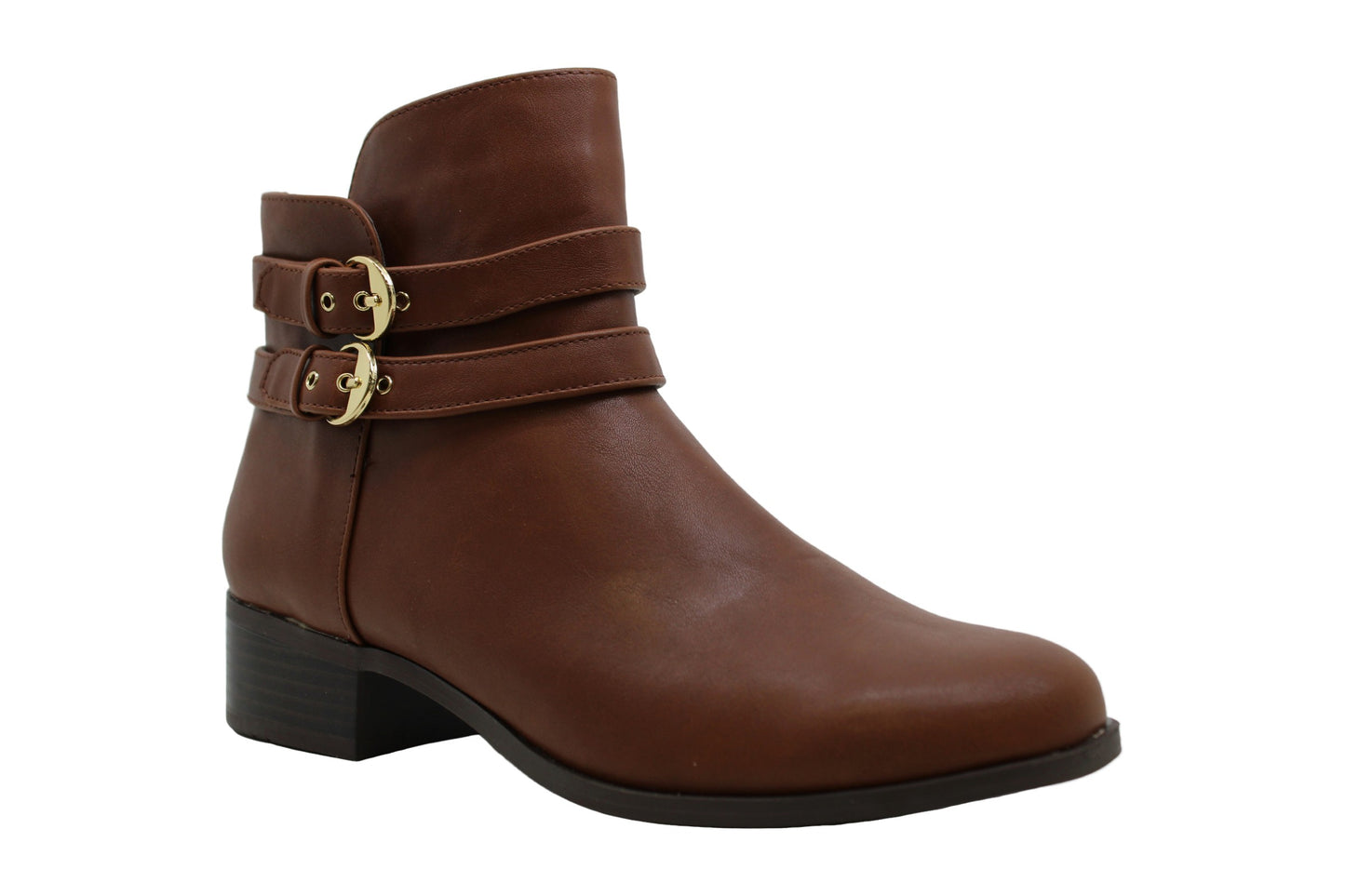 Botas femininas Charter Club Jaimee com bico fechado e cano curto, cor conhaque, tamanho 6