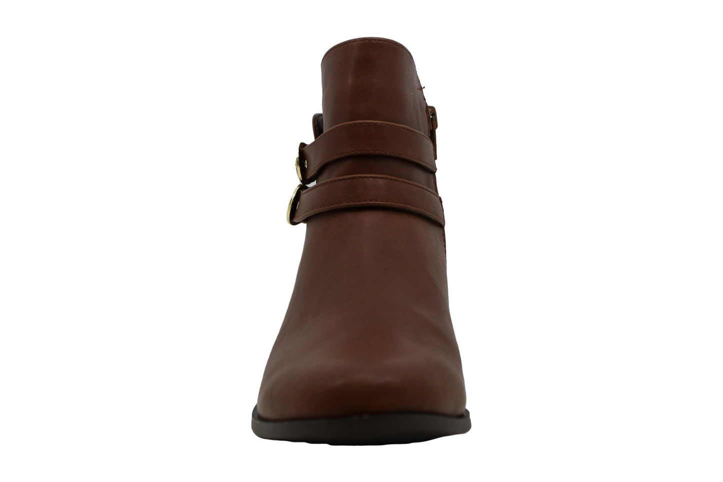 Botas femininas Charter Club Jaimee com bico fechado e cano curto, cor conhaque, tamanho 6