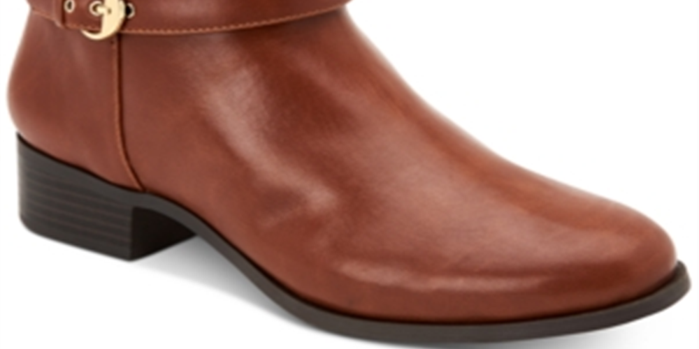 Botas femininas Charter Club Jaimee com bico fechado e cano curto, cor conhaque, tamanho 6