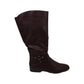 Botas femininas Kindell de couro com bico fechado e cano médio para clima frio, estilo vinho tinto, tamanho 6