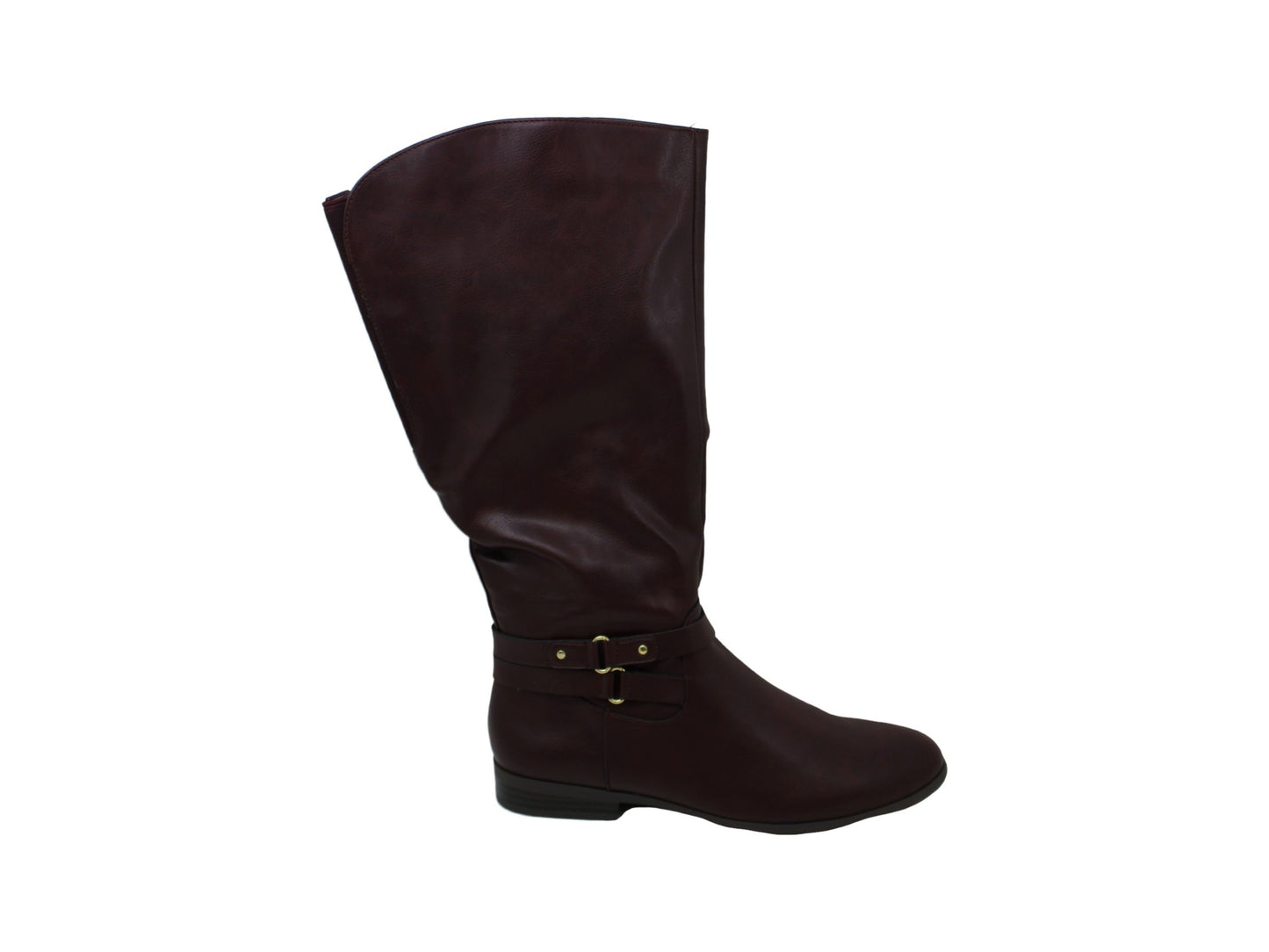 Botas femininas Kindell de couro com bico fechado e cano médio para clima frio, estilo vinho tinto, tamanho 6