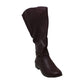 Botas femininas Kindell de couro com bico fechado e cano médio para clima frio, estilo vinho tinto, tamanho 6