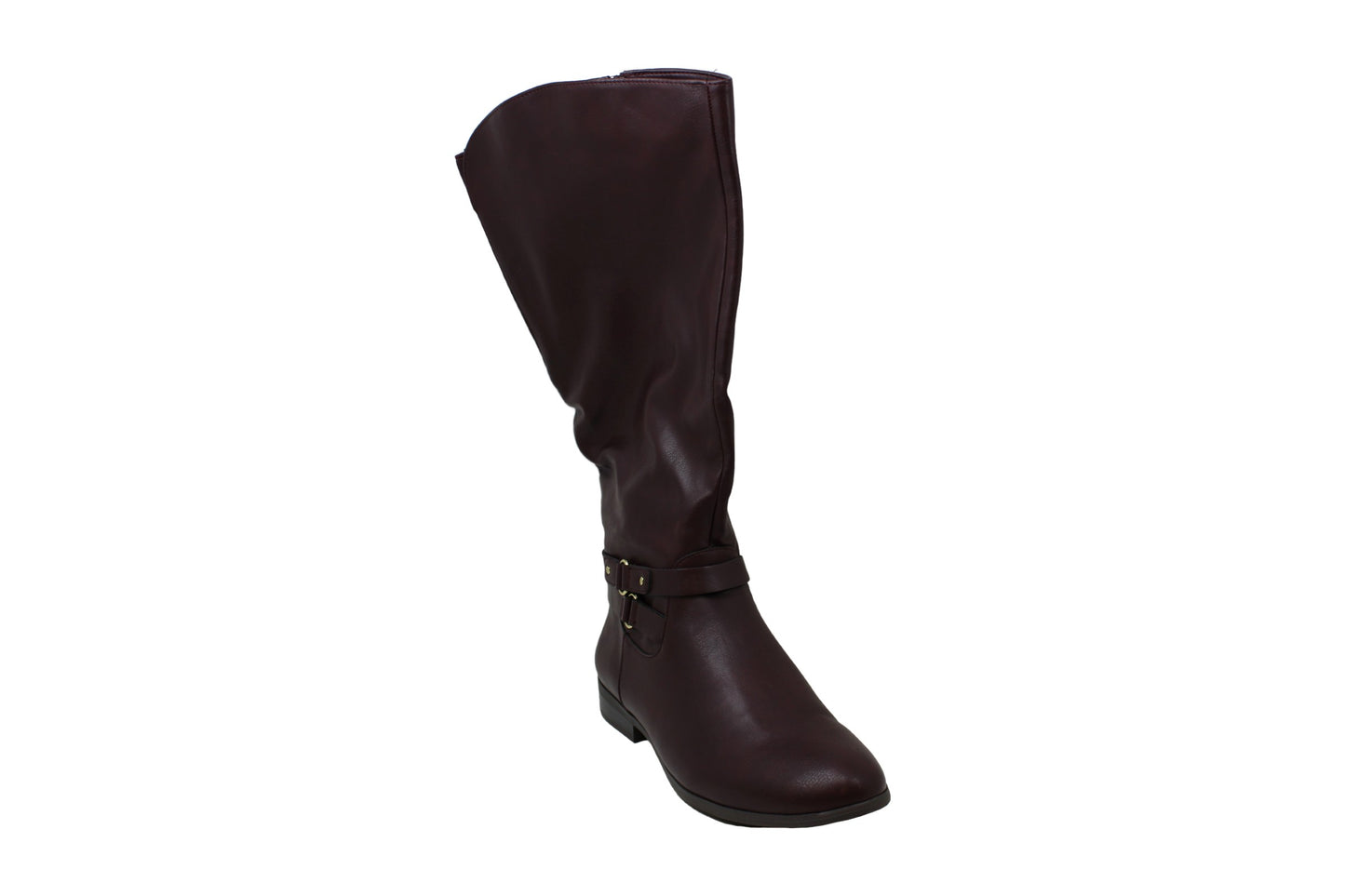 Botas femininas Kindell de couro com bico fechado e cano médio para clima frio, estilo vinho tinto, tamanho 6