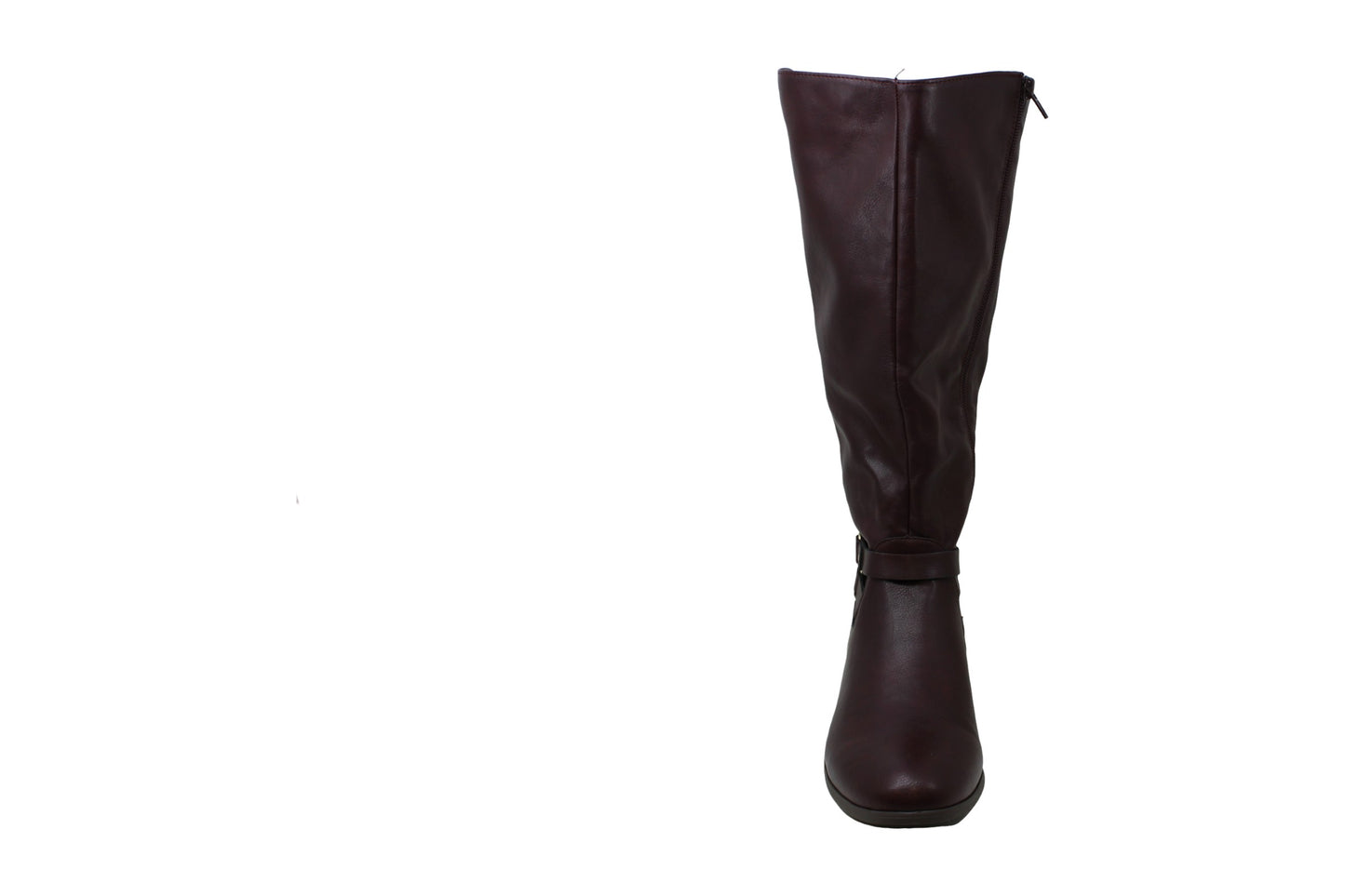 Botas femininas Kindell de couro com bico fechado e cano médio para clima frio, estilo vinho tinto, tamanho 6