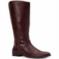 Botas femininas Kindell de couro com bico fechado e cano médio para clima frio, estilo vinho tinto, tamanho 6
