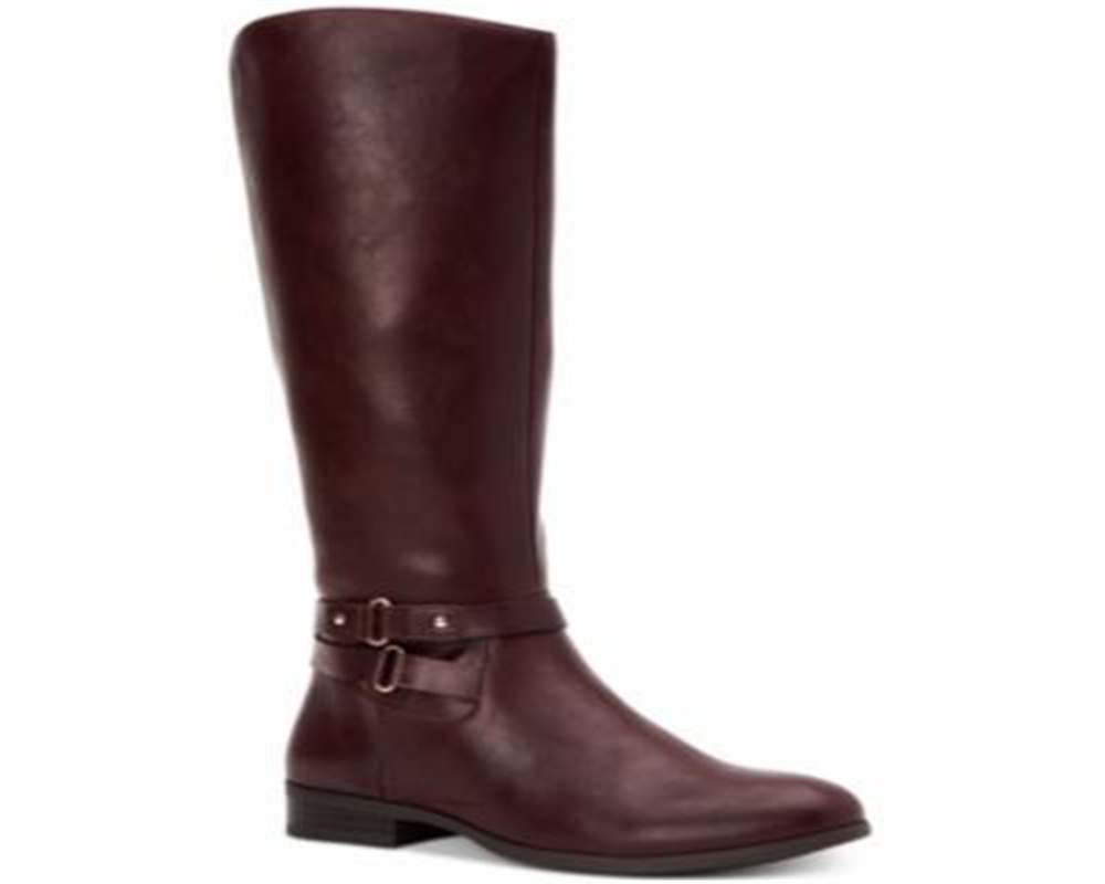 Botas femininas Kindell de couro com bico fechado e cano médio para clima frio, estilo vinho tinto, tamanho 6
