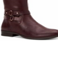 Botas femininas Kindell de couro com bico fechado e cano médio para clima frio, estilo vinho tinto, tamanho 6