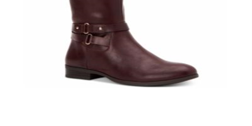 Botas femininas Kindell de couro com bico fechado e cano médio para clima frio, estilo vinho tinto, tamanho 6