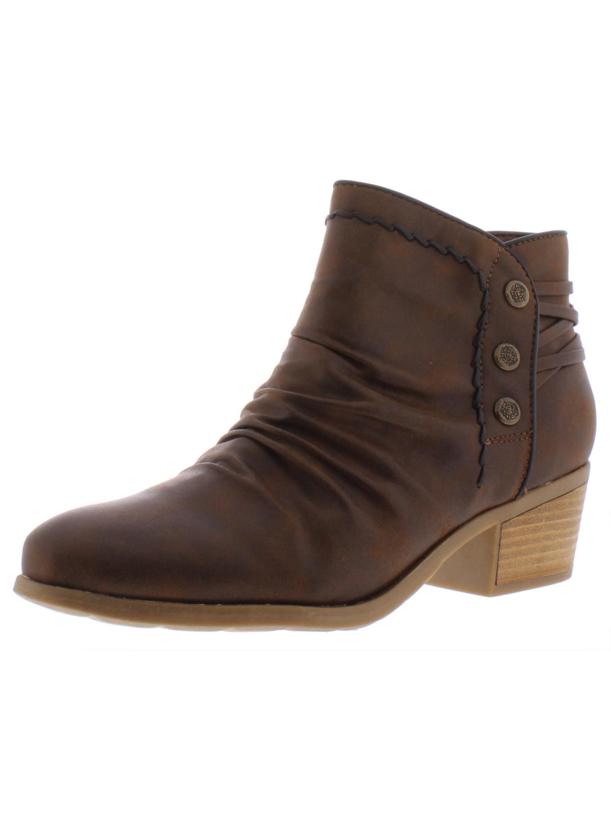 Botas femininas Baretraps Bethany com bico amendoado e tornozelo marrom, tamanho 6