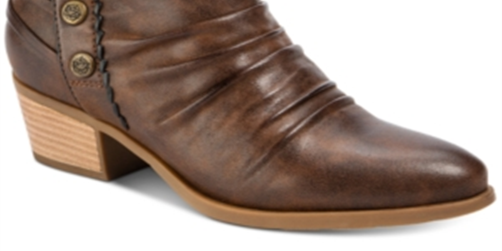Botas femininas Baretraps Bethany com bico amendoado e tornozelo marrom, tamanho 6