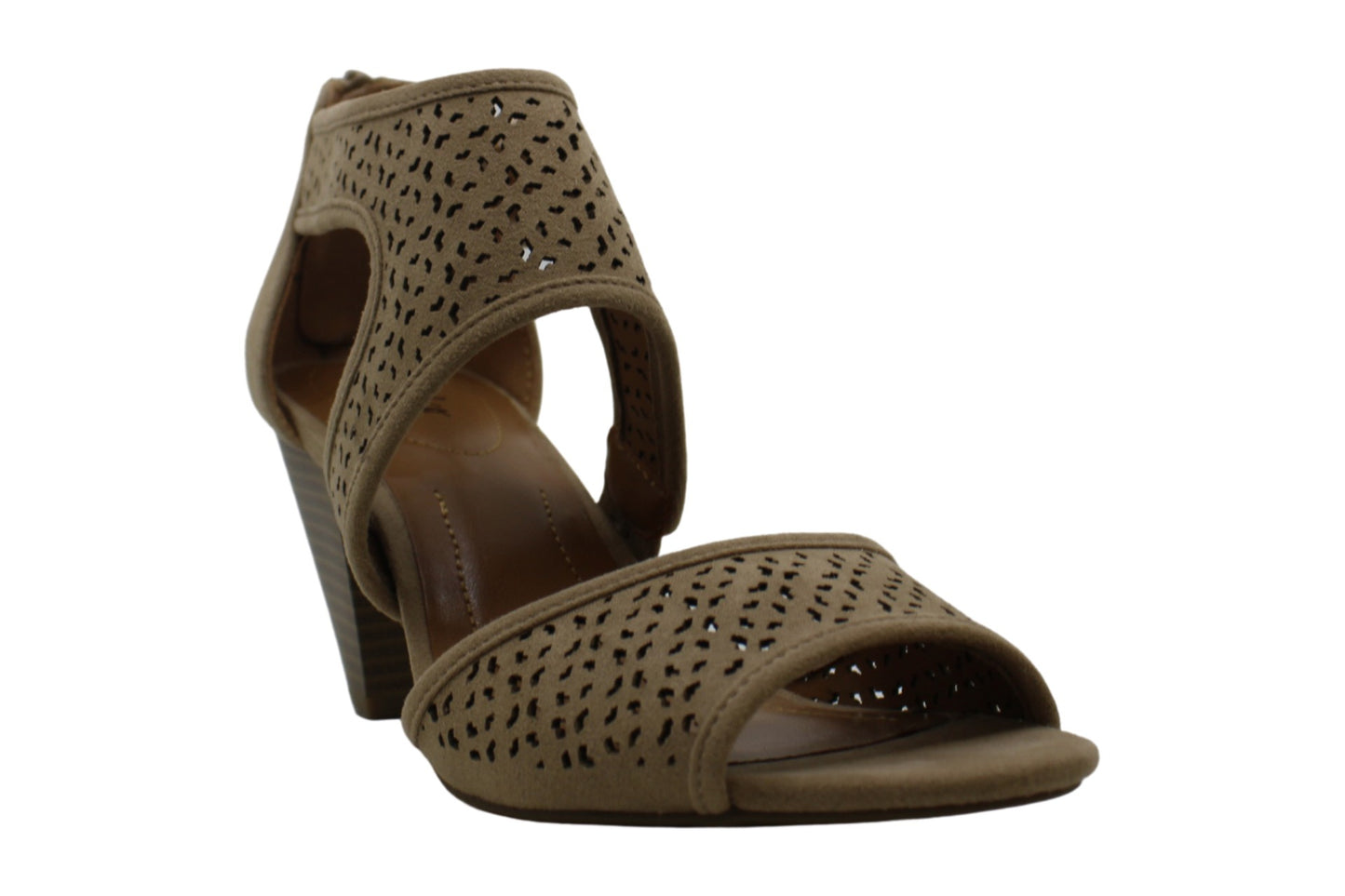 Sandálias femininas de salto perfurado de camurça sintética Hortensia da Style &amp; Co, marrom, tamanho 6,5