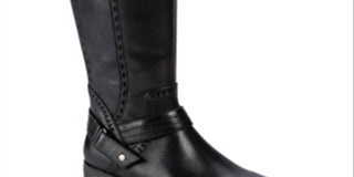 Botas de montaria Baretraps Abram WC de couro sintético, largas, pretas, tamanho 6,5