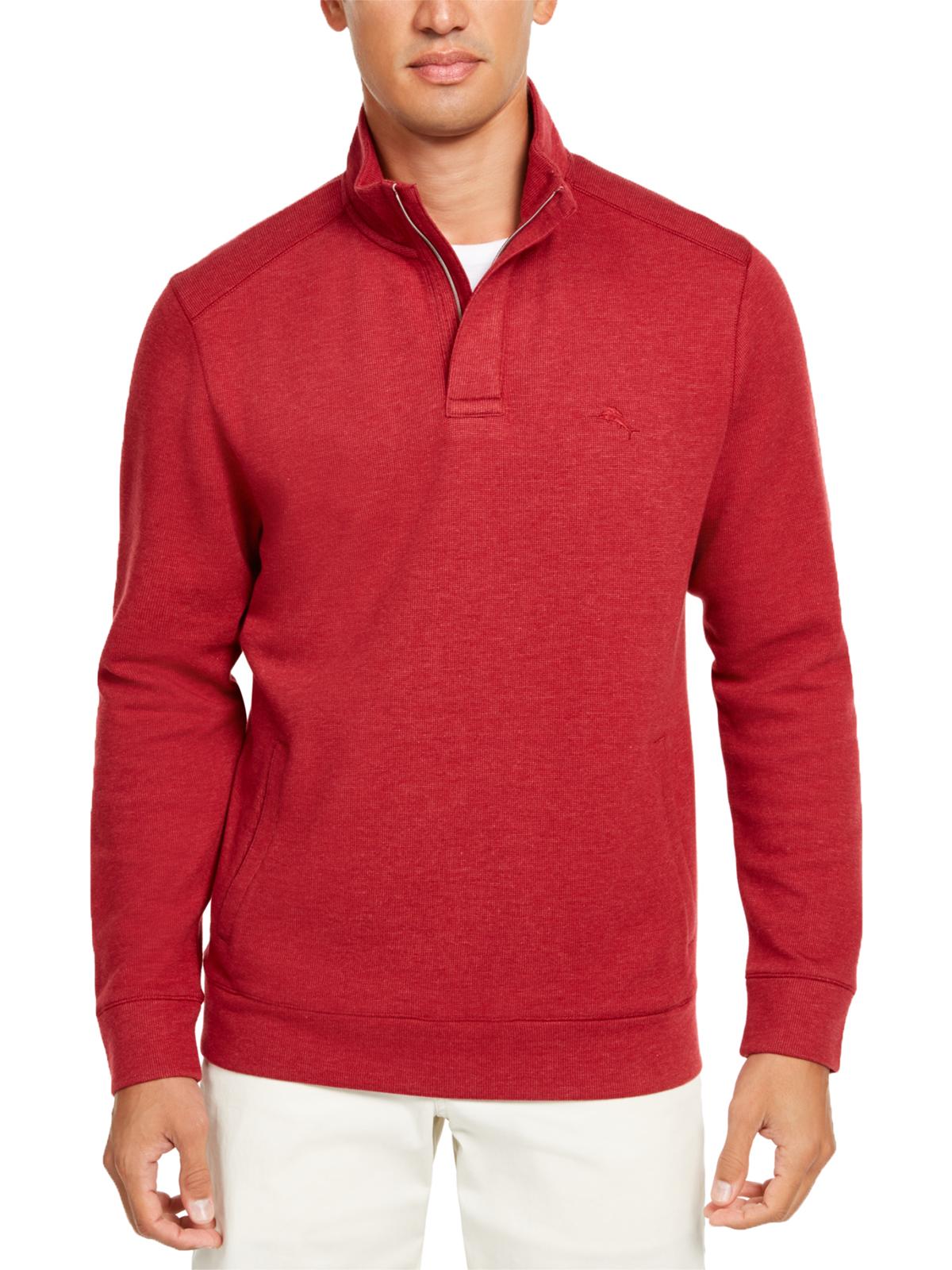 Tommy Bahama Masculino Suéter com zíper de um quarto Vermelho Tamanho X-G