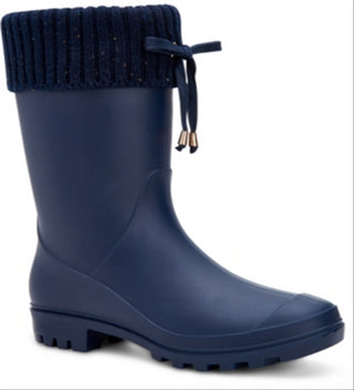 Botas de chuva femininas Charter Club Camylla de borracha com bico fechado e cano médio, tamanho 6M, azul