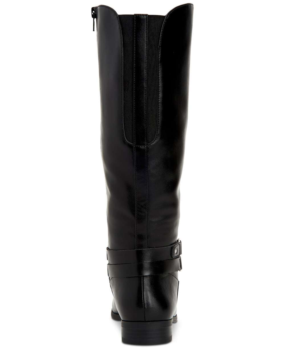Botas femininas de couro Kindell com bico fechado e cano médio, estilo Style &amp; Co, pretas, tamanho 6M