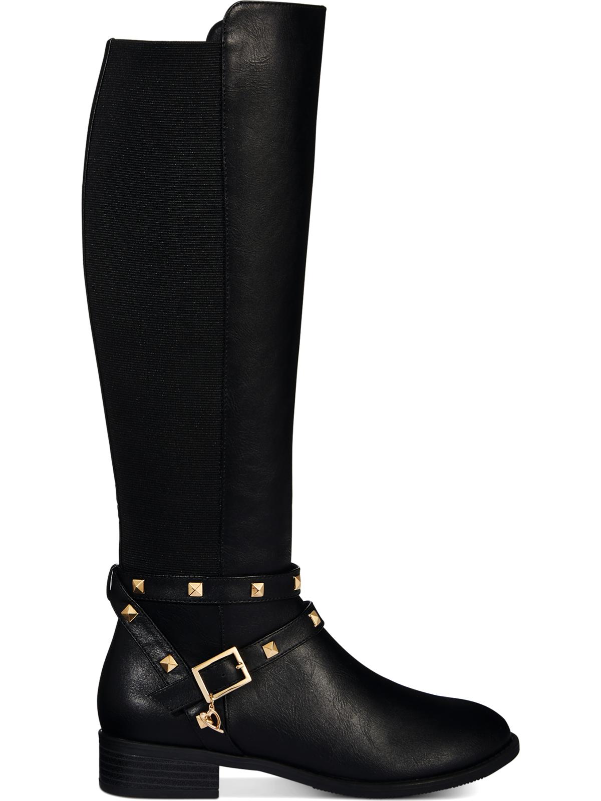 Botas de montaria altas femininas Thalia Sodi Vallie em couro sintético, pretas, 6 m