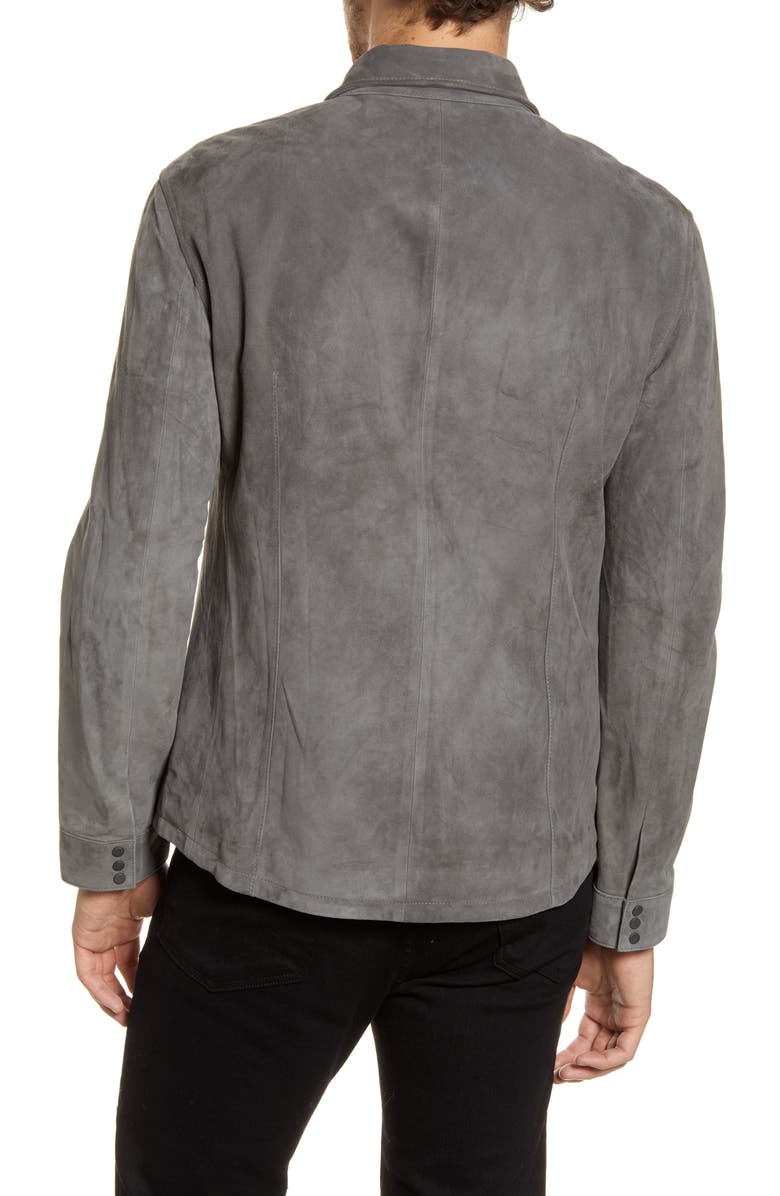 Coleção John Varvatos Casaco de seda masculino, corte regular, cinza, tamanho XS