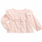 Blusa de algodão com babados First Impressions Baby Girl, rosa, tamanho 6-9 M