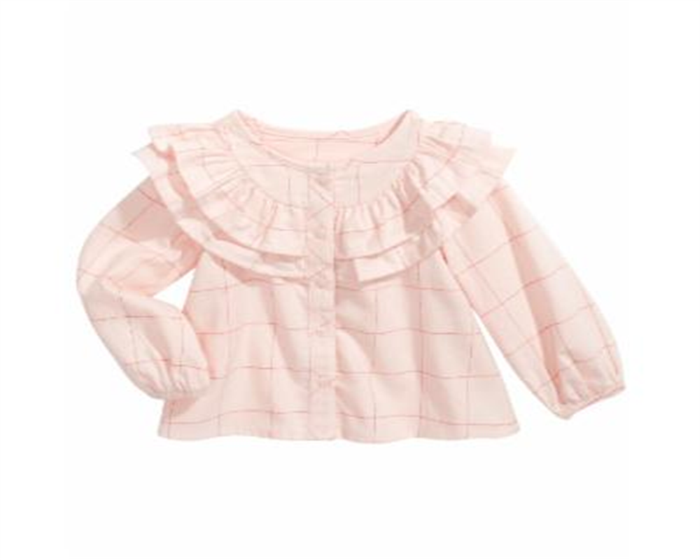 Blusa de algodão com babados First Impressions Baby Girl, rosa, tamanho 6-9 M