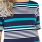 Blusa feminina listrada com decote canoa Karen Scott, azul, tamanho pequeno