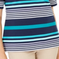Blusa feminina listrada com decote canoa Karen Scott, azul, tamanho pequeno