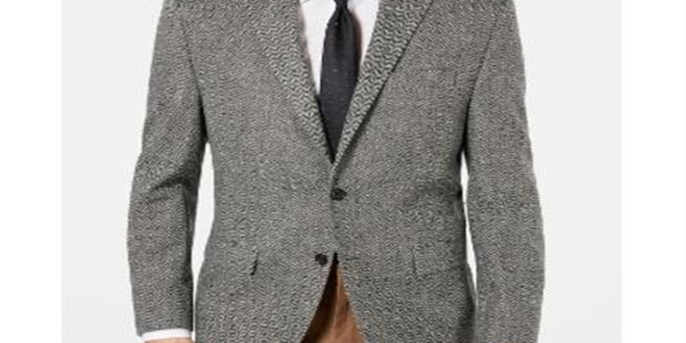 Terno masculino Ralph Lauren Herringbone Regular Fit em mistura de lã, cinza, tamanho 42