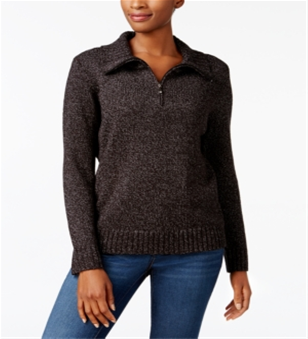 Karen Scott Suéter Feminino Gola Asa com Zíper e Gola Preta Tamanho P