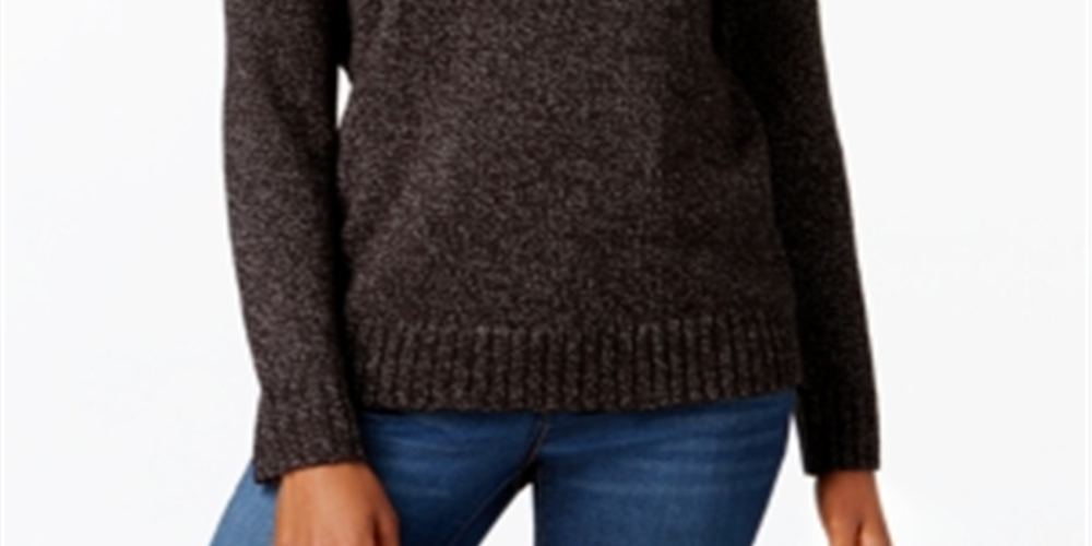 Karen Scott Suéter Feminino Gola Asa com Zíper e Gola Preta Tamanho P