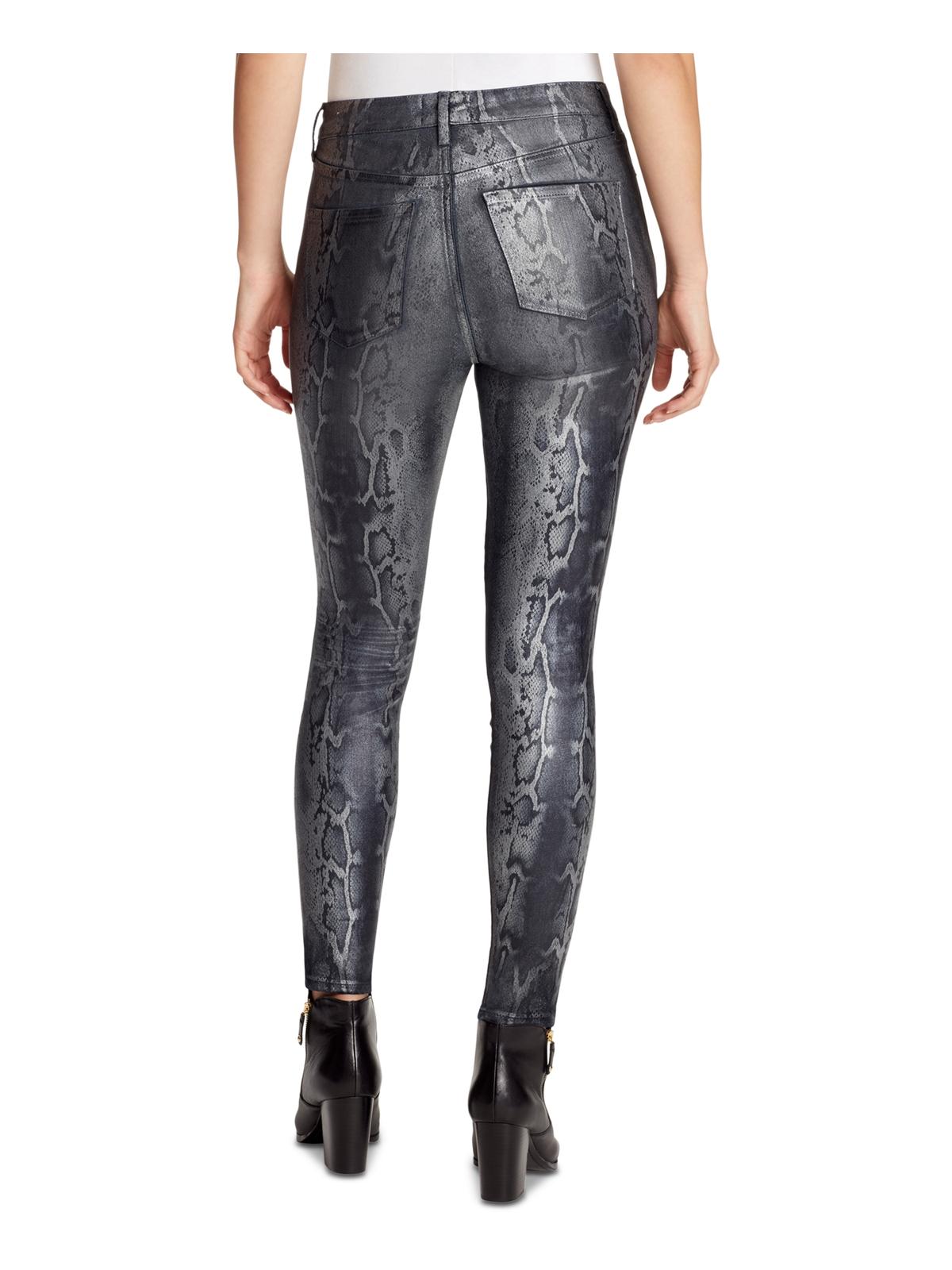 Calça jeans skinny feminina William Rast com estampa de cobra esculpida, preta, tamanho 31