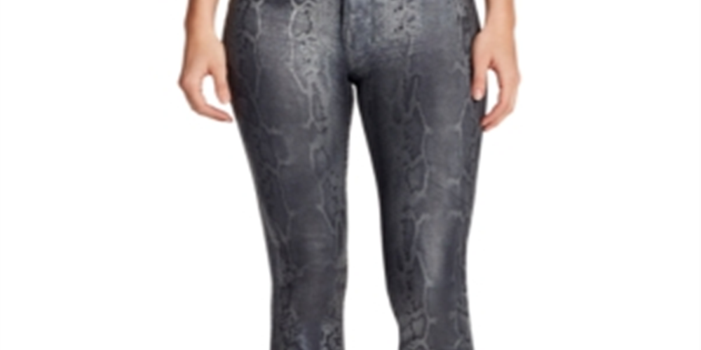 Calça jeans skinny feminina William Rast com estampa de cobra esculpida, preta, tamanho 31