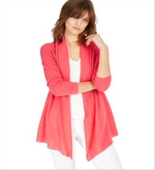 Cardigan feminino Charter Club com borda enrolada e cashmere puro, rosa, tamanho P