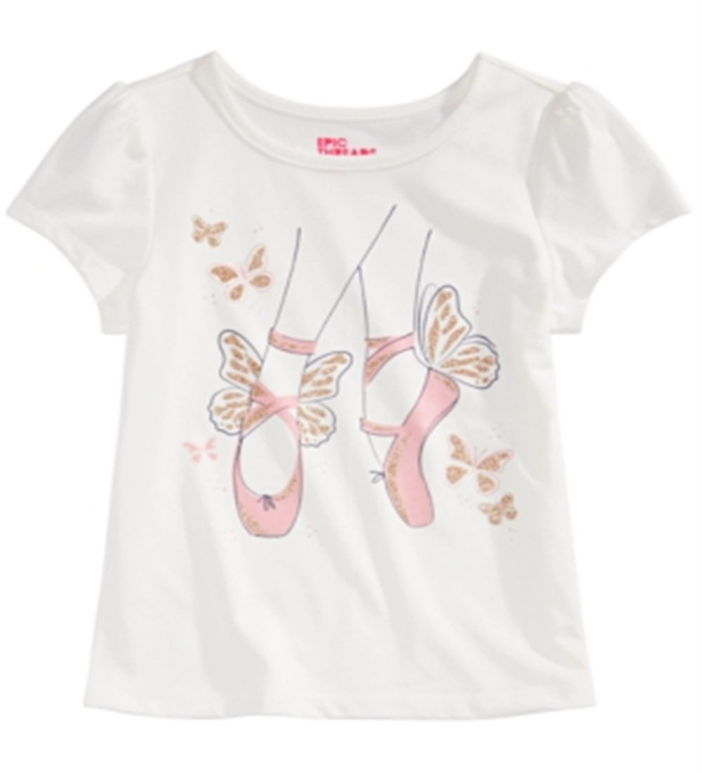 Camiseta infantil feminina Epic Threads com sapatilhas de balé, tamanho 4T/4, branca