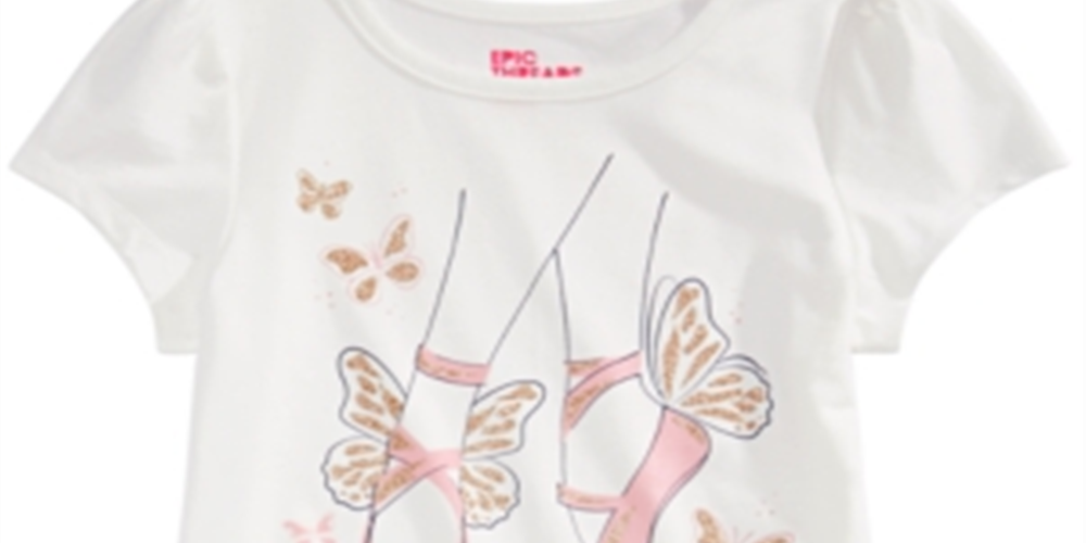 Camiseta infantil feminina Epic Threads com sapatilhas de balé, tamanho 4T/4, branca