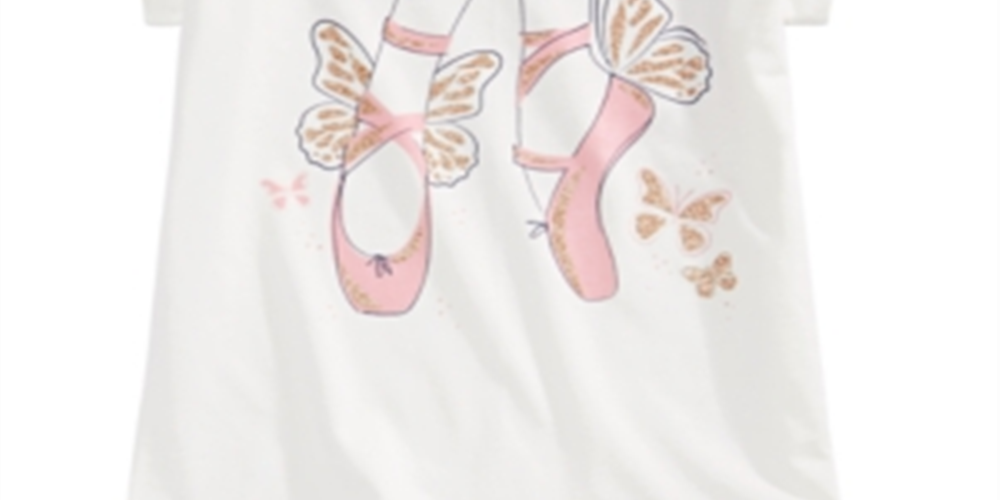 Camiseta infantil feminina Epic Threads com sapatilhas de balé, tamanho 4T/4, branca