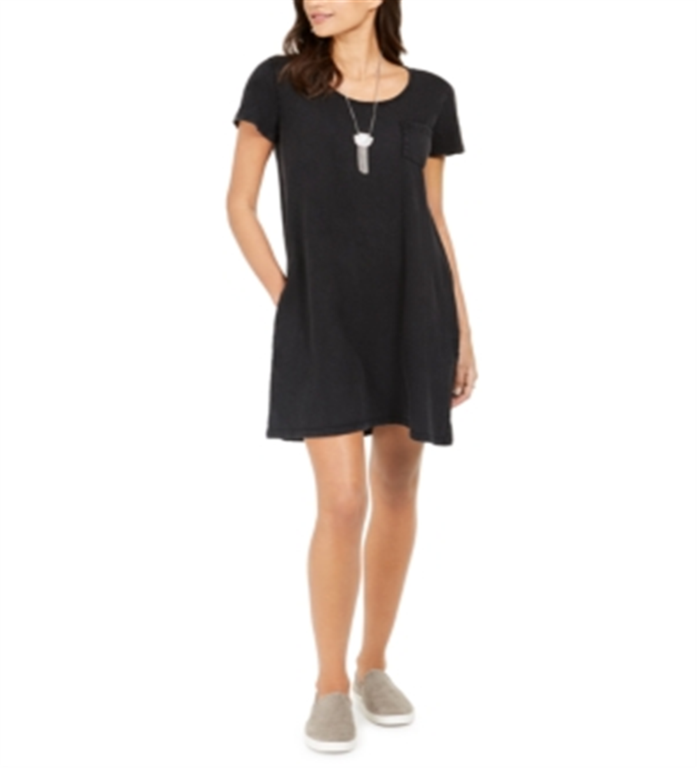 Vestido camiseta de algodão feminino Style &amp; Co, preto, tamanho pequeno, extrapequeno