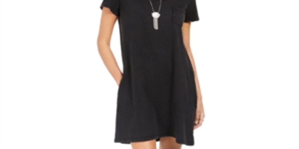 Vestido camiseta de algodão feminino Style &amp; Co, preto, tamanho pequeno, extrapequeno
