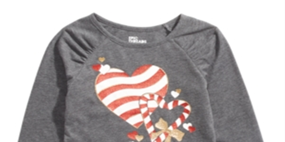 Camiseta infantil Epic Threads com estampa de coração de doce para meninas, tamanho cinza -6X