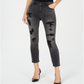 Calça jeans skinny rasgada e enfeitada feminina da INC International Concepts, preta, tamanho 16
