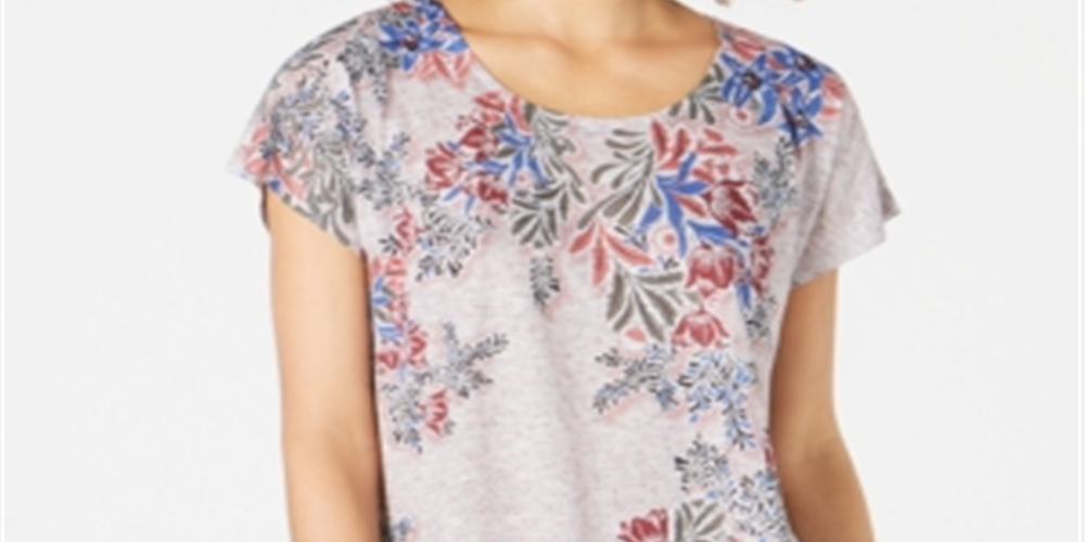 Blusa estampada feminina Style &amp; Co cinza tamanho PP