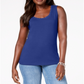 Regata feminina Karen Scott de algodão com tachas, azul, tamanho grande