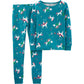 Conjunto de pijama de unicórnio de algodão Carter's Little &amp; Big Girl, 2 peças, verde, tamanho 5