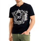 Camiseta masculina com estampa metálica e gola dividida da INC International Concepts, preta, tamanho M