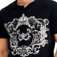 Camiseta masculina com estampa metálica e gola dividida da INC International Concepts, preta, tamanho M
